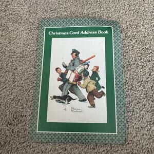 Vintage 1981 Hallmark Christmas Card Address Book w/ Norman Rockwell Print Cover